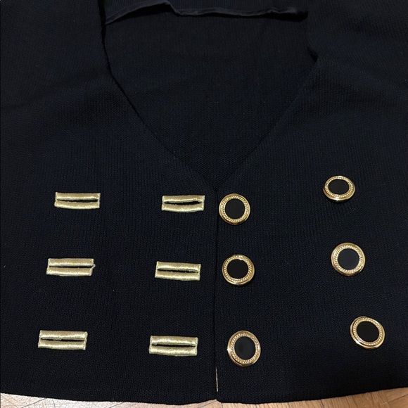 St.John collection Black Cropped Blazer with Gold Accents - Picture 11 of 16